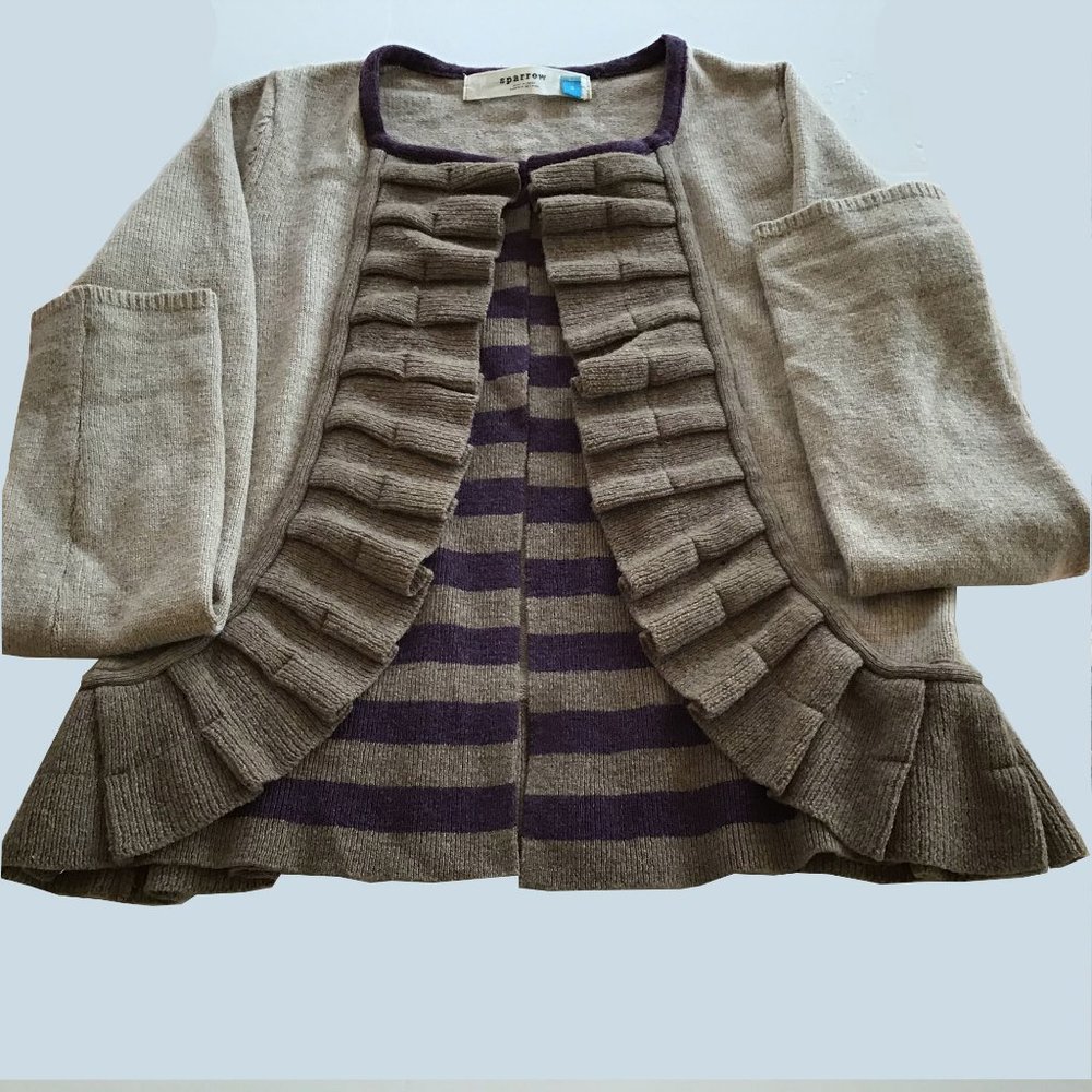 Long Sleeve Lambs Wool Angora Size S Open Front